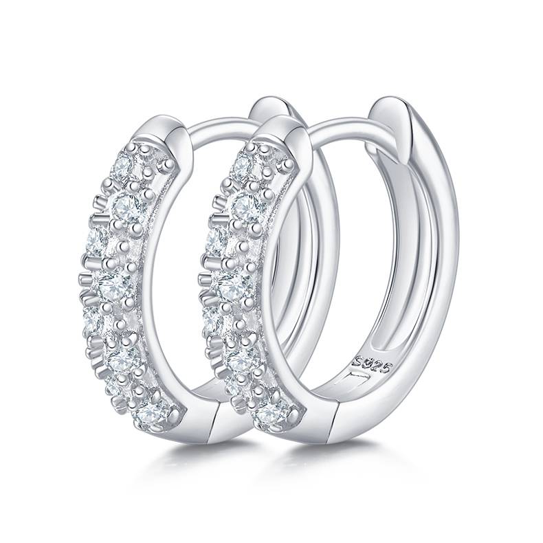 双排对半耳环S925银Moissanite厘石D级0.27ct
