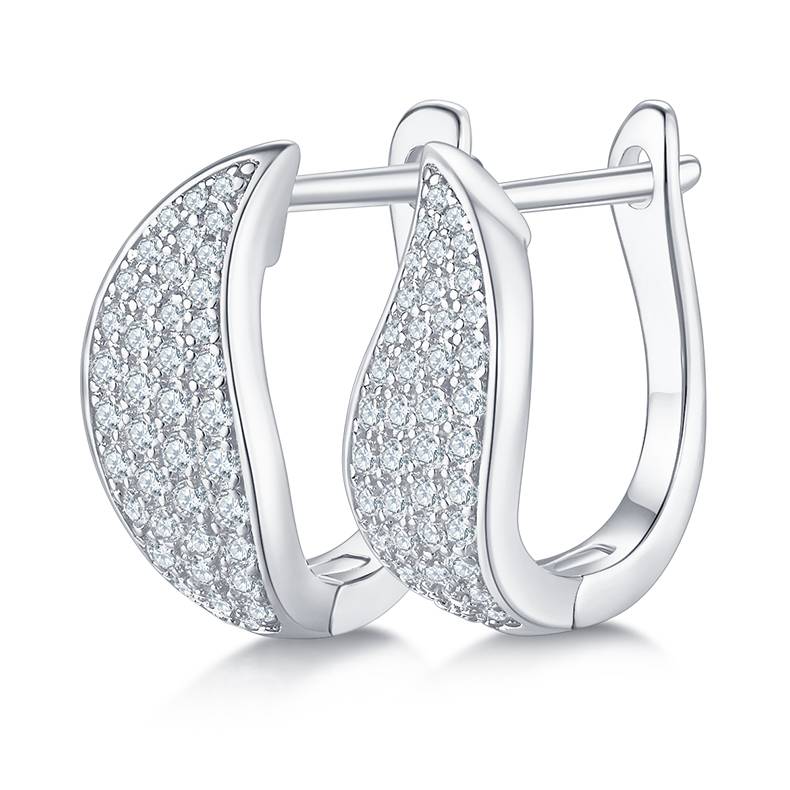 四排对半耳环S925银Moissanite厘石D级0.5ct