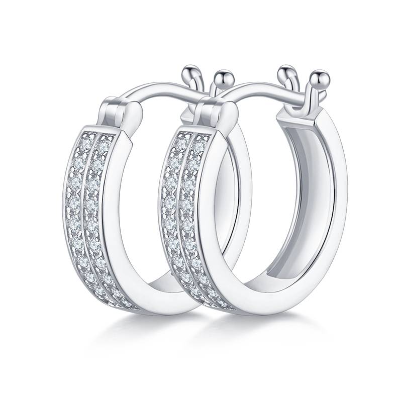 双排对半耳环S925银Moissanite厘石D级0.24ct