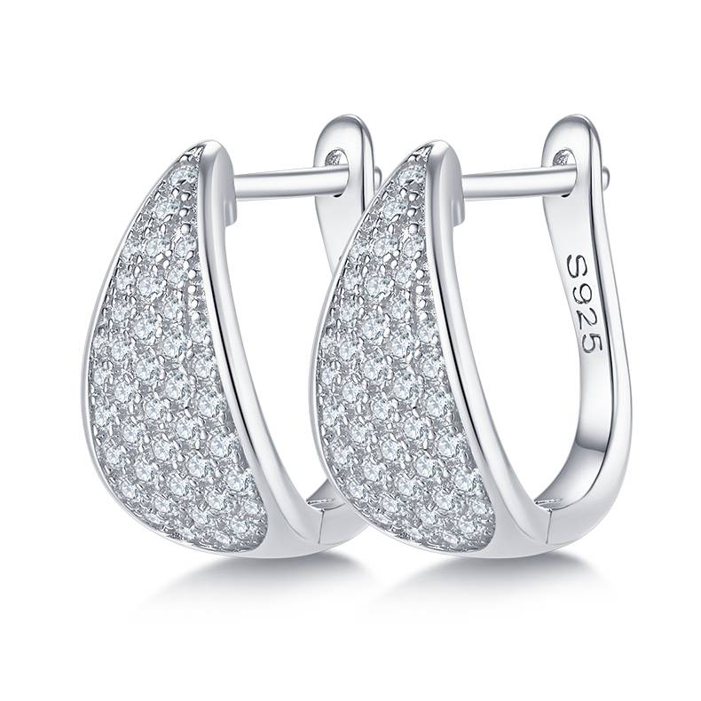 五排对半耳环S925银Moissanite厘石D级0.57ct
