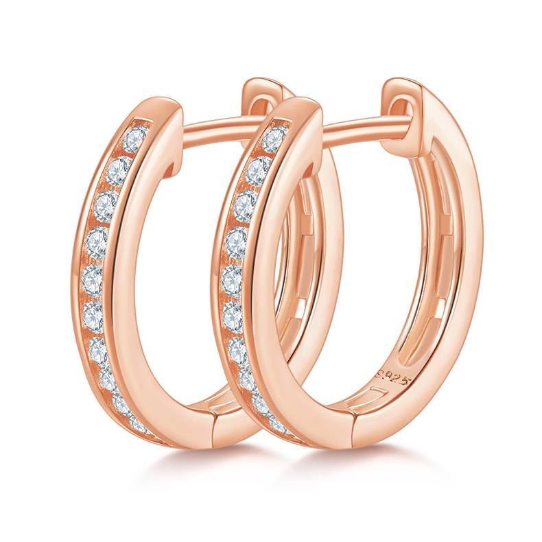 单排对半耳环S925银Moissanite厘石D级0.22ct