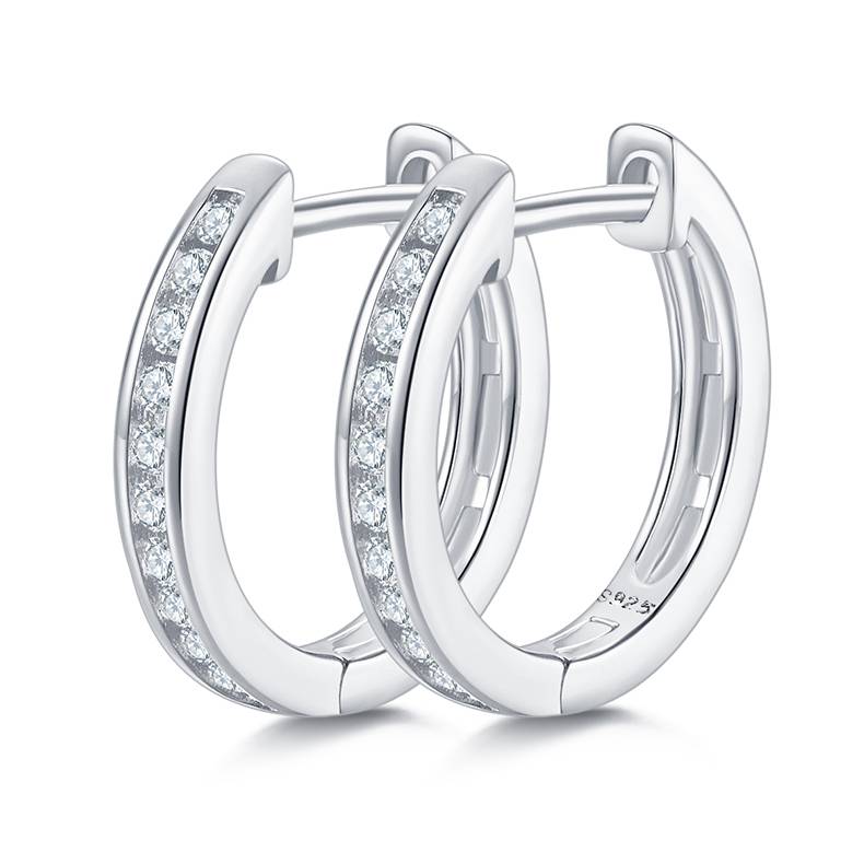 单排对半耳环S925银Moissanite厘石D级0.22ct