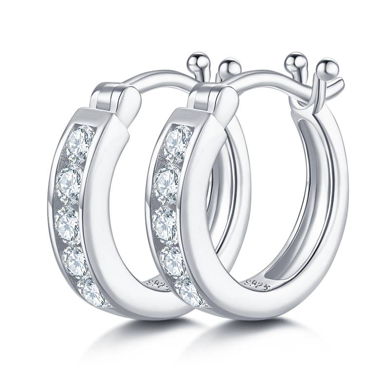 单排对半耳环S925银Moissanite厘石D级0.45ct