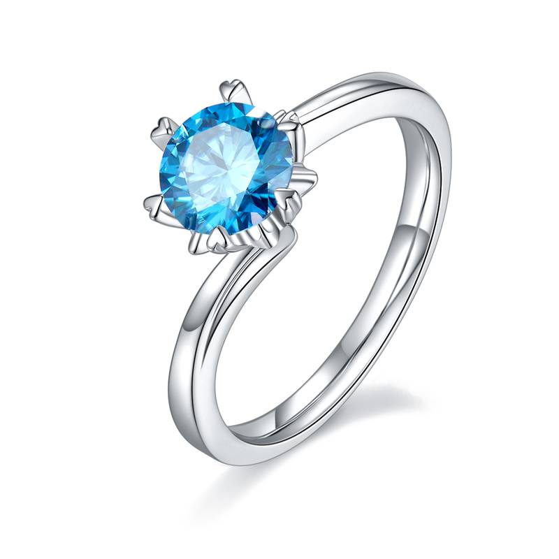 扭臂Classic雪花S925银镀白金MoissaniteWomen's Ring1ctD级