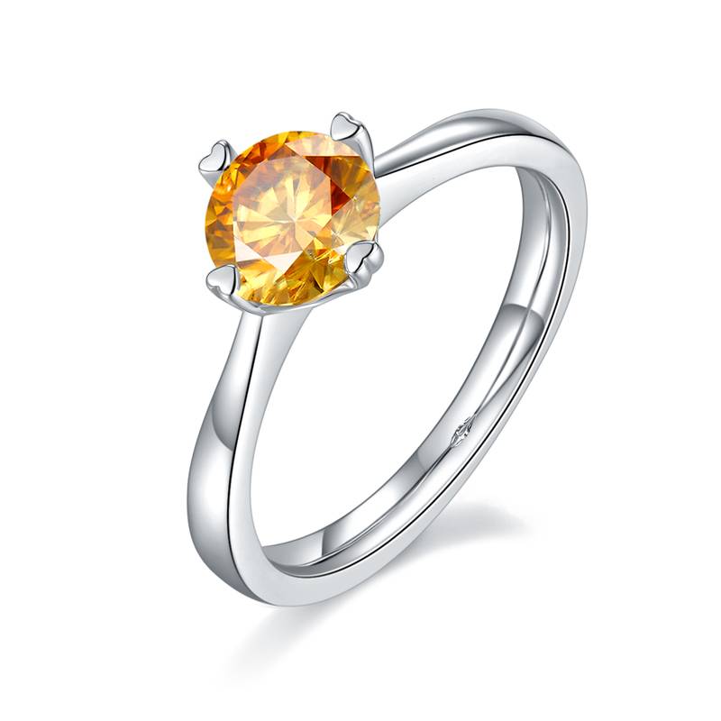 Straight arm classic four claw S925 silver plated platinum moissanite diamond women's ring 1 carat D-grade