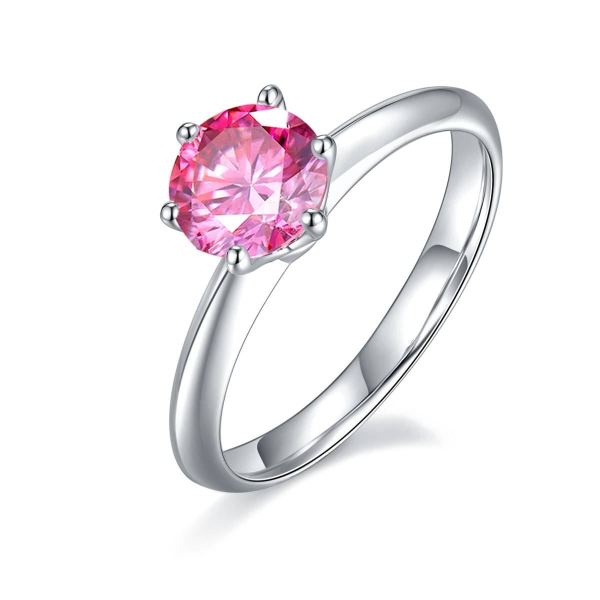 Straight arm classic six claw T home S925 silver plated platinum Moissanite women's ring 1 carat D-grade