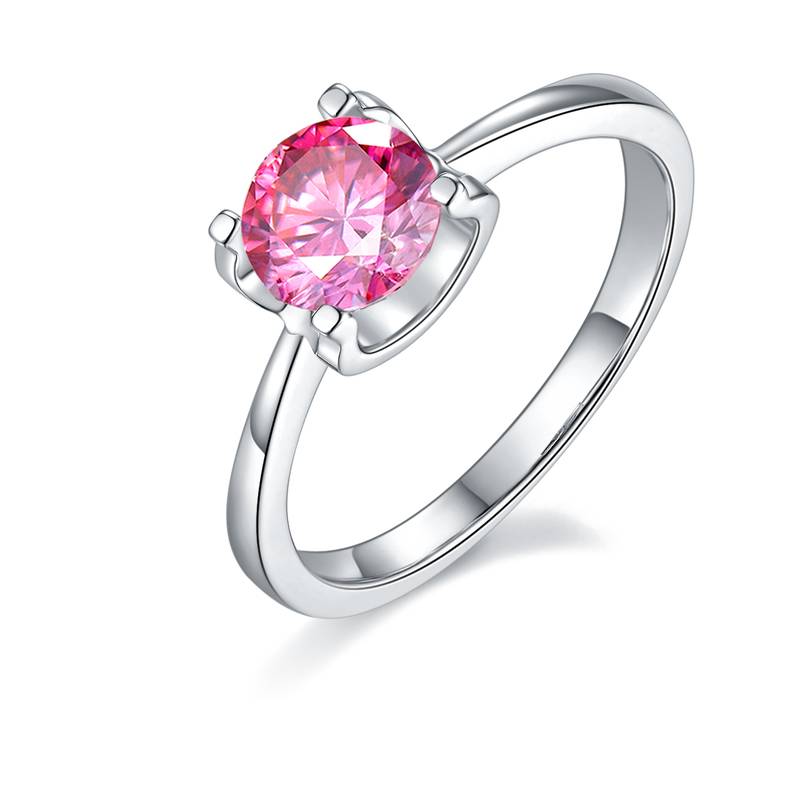 直臂Classic牛头S925银镀白金MoissaniteWomen's Ring1ctD级