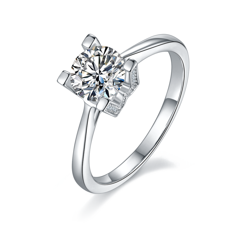直臂V镶HWLetter字母S925银镀白金MoissaniteWomen's Ring1ctD级