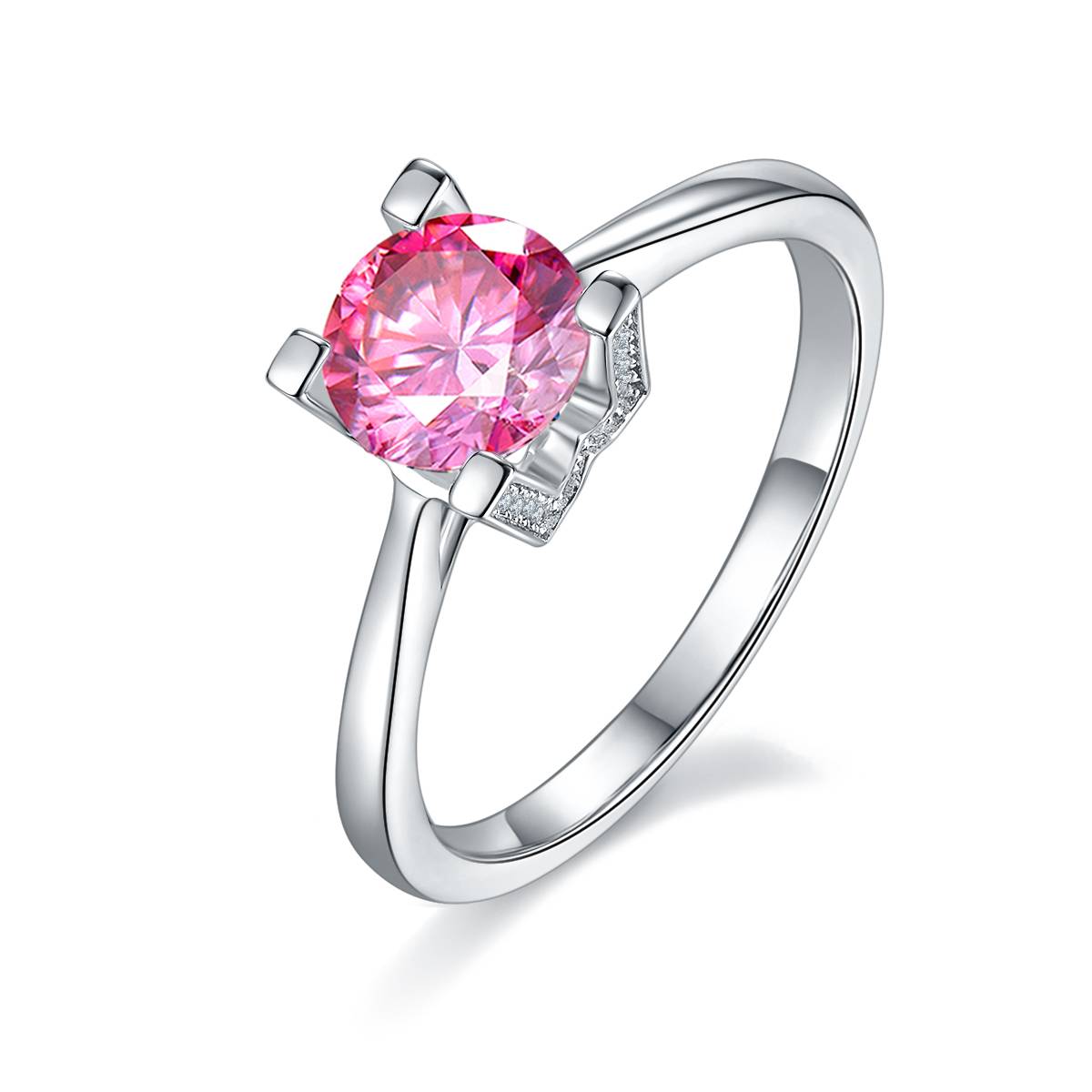 Straight arm V set HWLetter letter S925 silver plated platinum Moissanite women's ring 1 carat D-grade