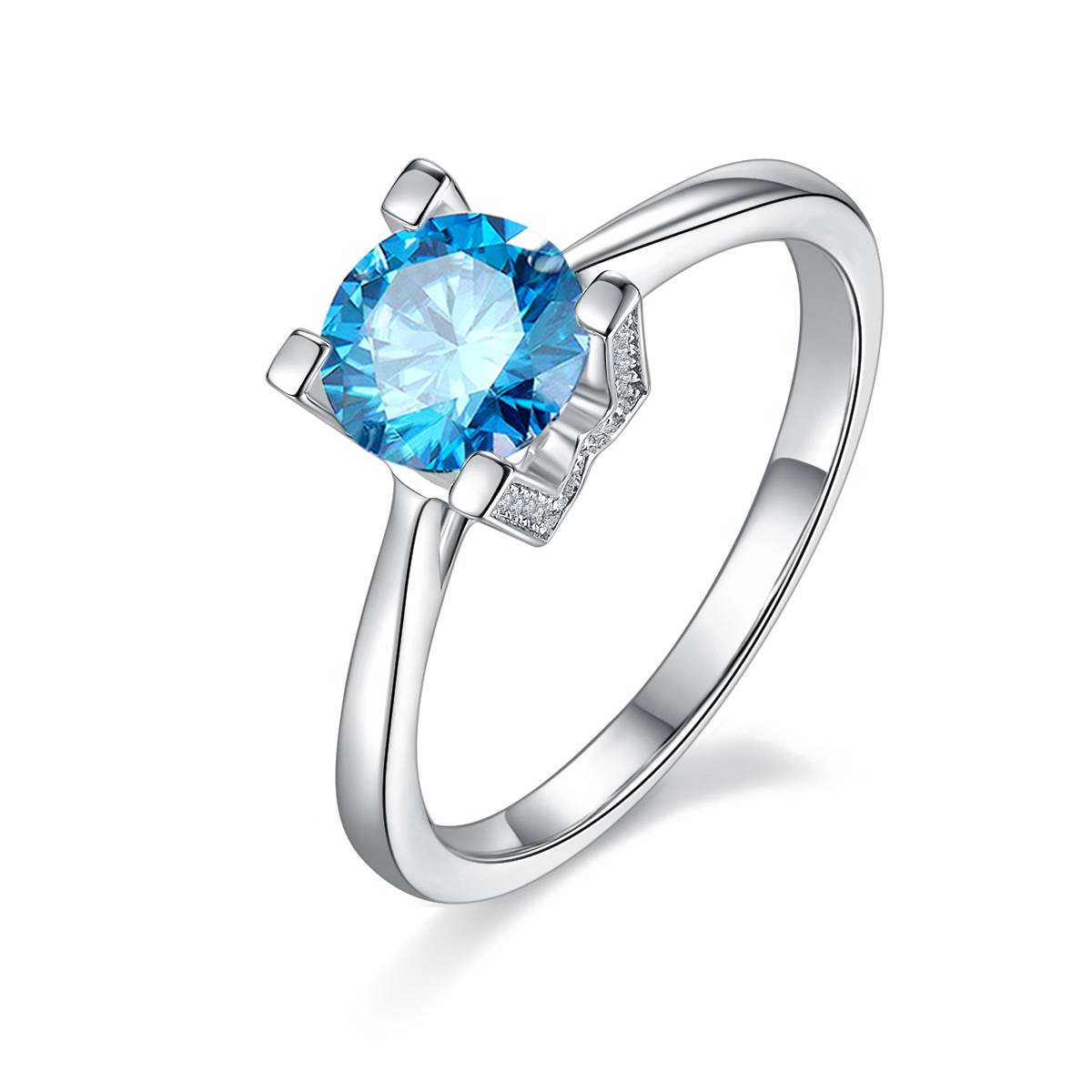 Straight arm V set HWLetter letter S925 silver plated platinum Moissanite women's ring 1 carat D-grade