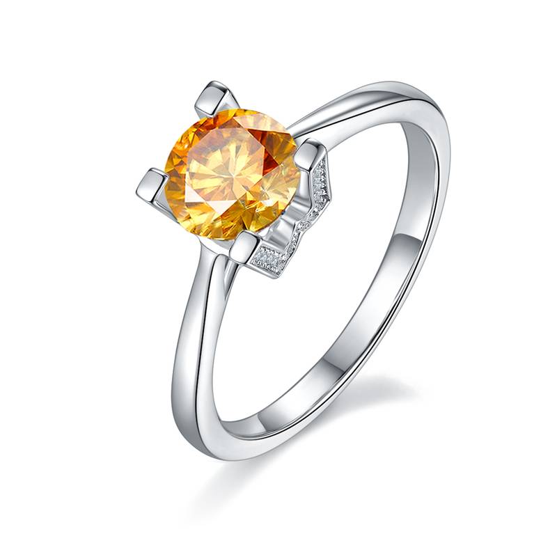 直臂V镶HWLetter字母S925银镀白金MoissaniteWomen's Ring1ctD级