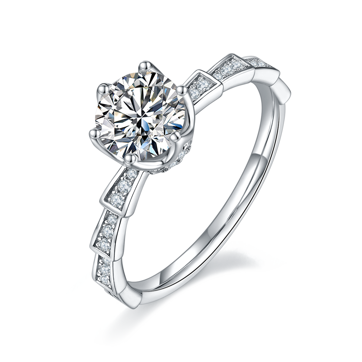 Straight arm luxury Medusa mechanical snake S925 silver plated platinum Moissanite women's ring 1 carat D-grade