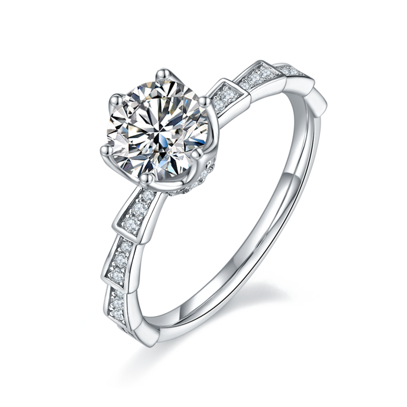 直臂豪镶美杜莎机械蛇S925银镀白金MoissaniteWomen's Ring1ctD级