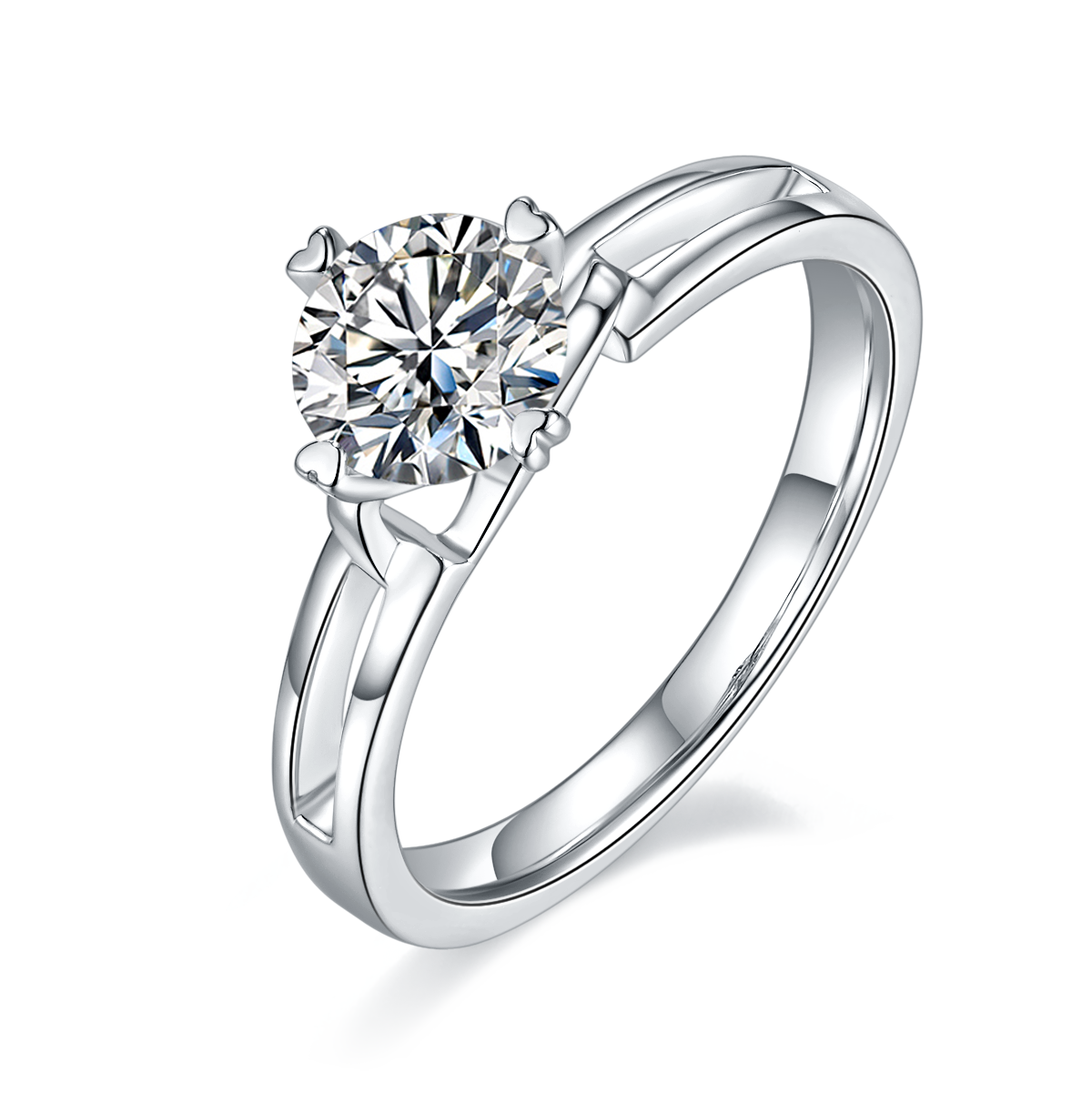 Straight arm minimalist twist flower S925 silver plated platinum Moissanite women's ring 1 carat D-grade