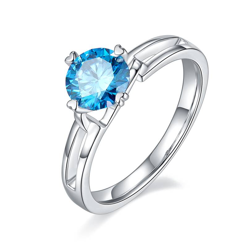 直臂简约扭花S925银镀白金MoissaniteWomen's Ring1ctD级