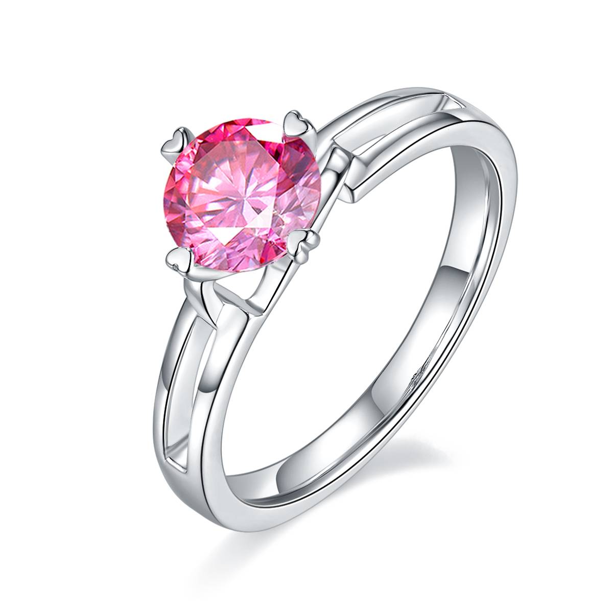 Straight arm minimalist twist flower S925 silver plated platinum Moissanite women's ring 1 carat D-grade