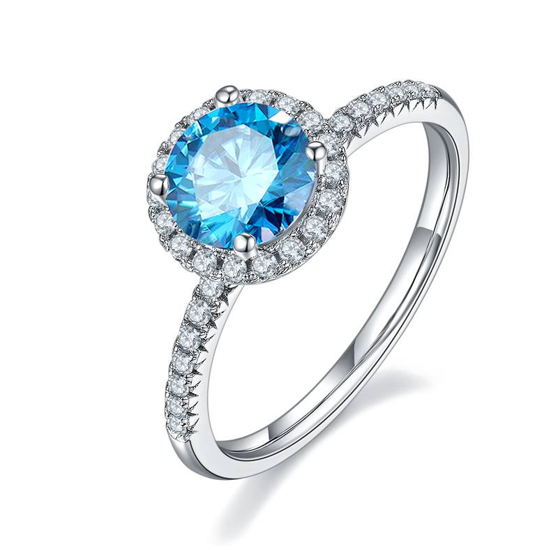 Classic圆包S925银镀白金MoissaniteWomen's Ring1ctD级