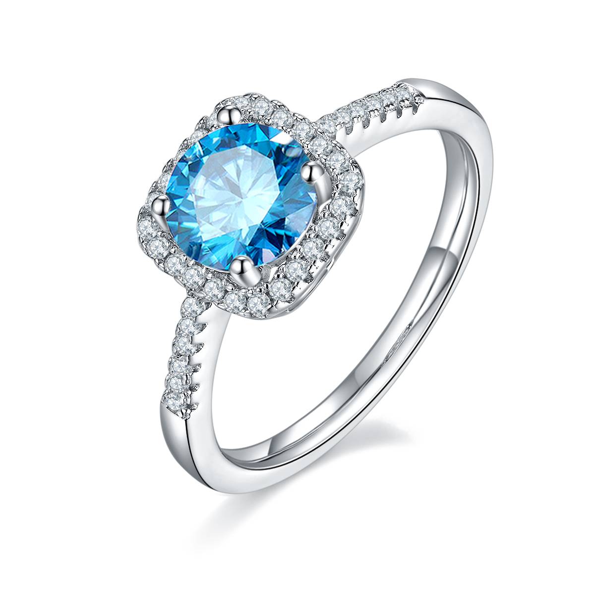 Straight arm luxury square bag S925 silver plated platinum Moissanite women's ring 1 carat D-grade
