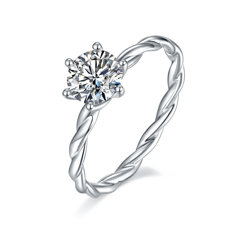 直臂藤蔓S925银镀白金MoissaniteWomen's Ring1ctD级