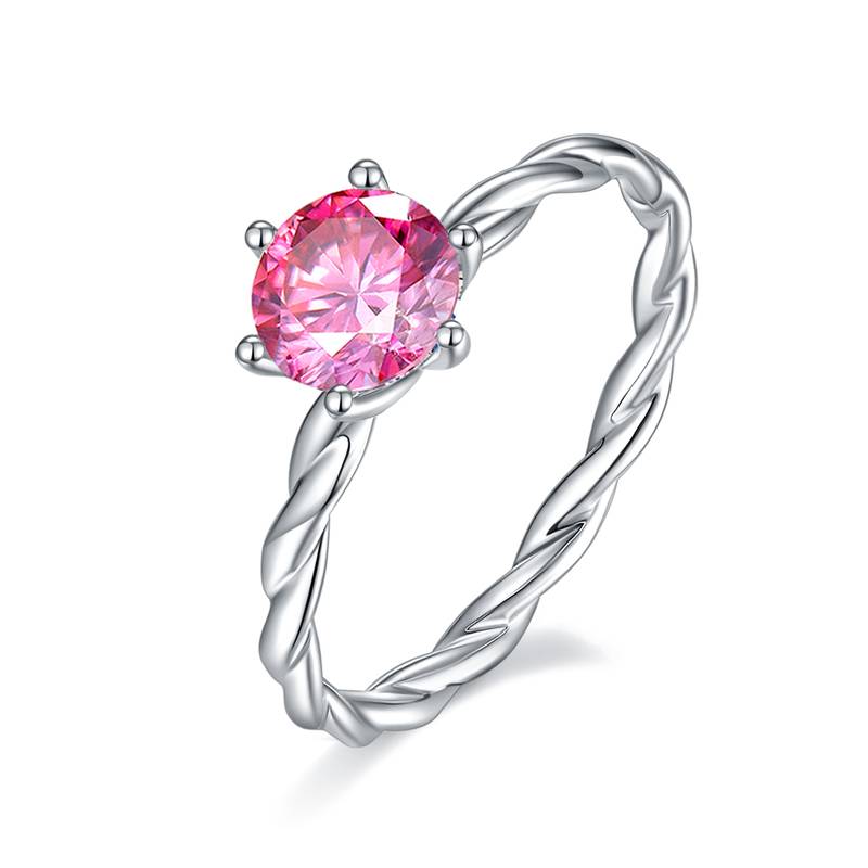 直臂藤蔓S925银镀白金MoissaniteWomen's Ring1ctD级