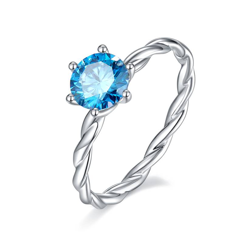 直臂藤蔓S925银镀白金MoissaniteWomen's Ring1ctD级
