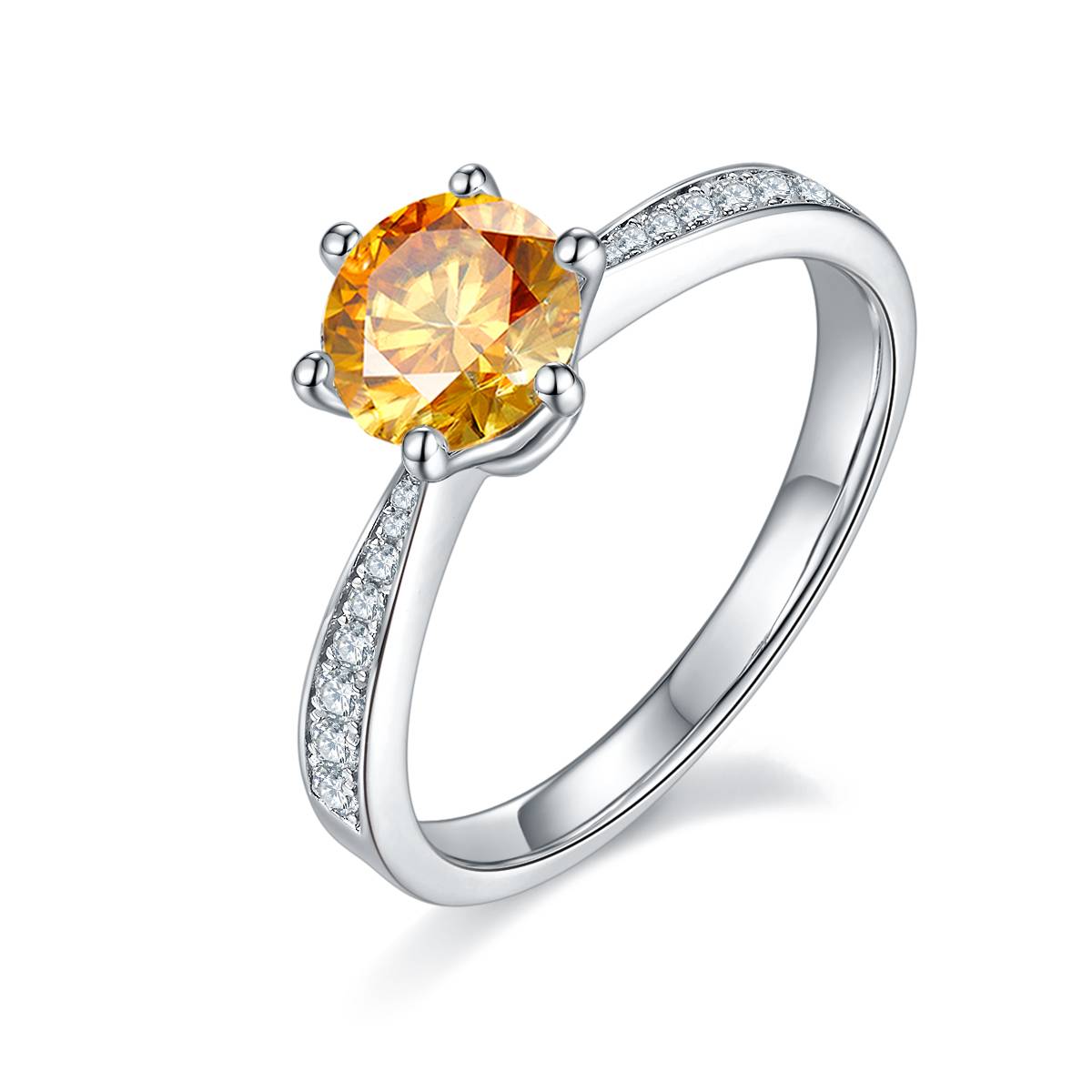 Straight arm agile S925 silver plated platinum Moissanite women's ring 1 carat D-grade