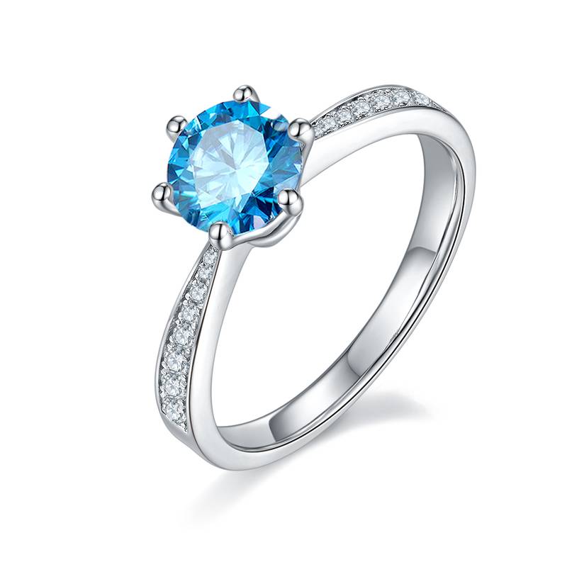 直臂灵动S925银镀白金MoissaniteWomen's Ring1ctD级