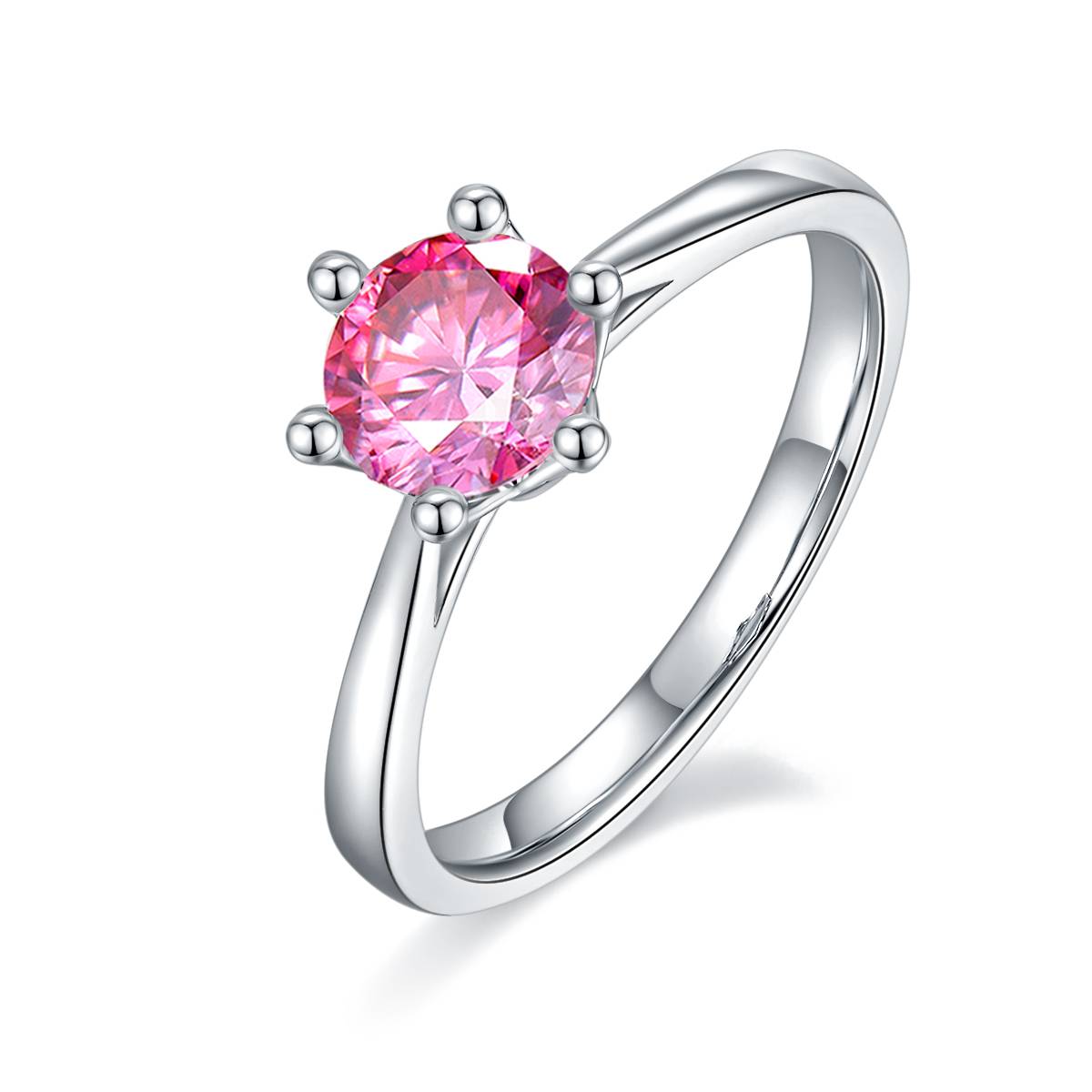 Straight arm crown S925 silver plated platinum Moissanite women's ring 1 carat D-grade