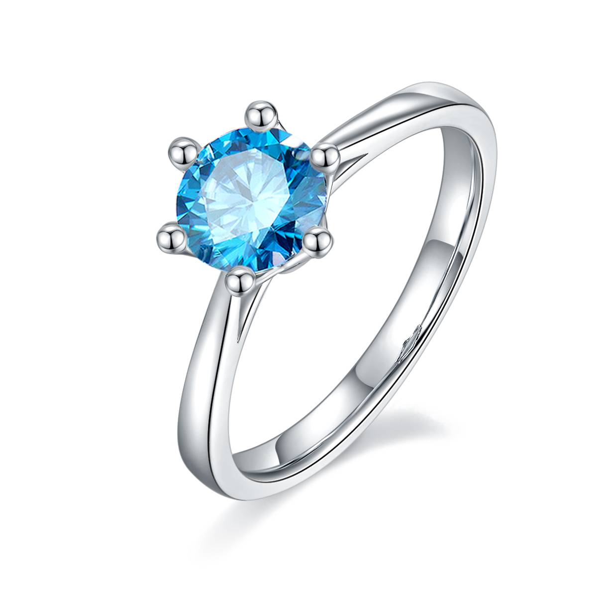 Straight arm crown S925 silver plated platinum Moissanite women's ring 1 carat D-grade