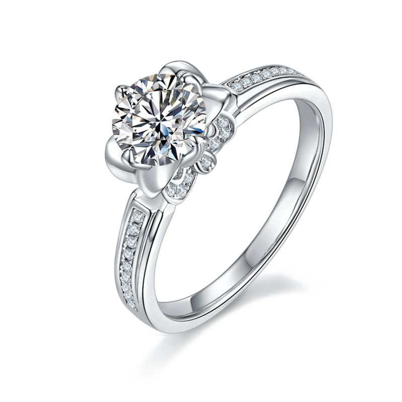 直臂唐嫣同款S925银镀白金MoissaniteWomen's Ring1ctD级