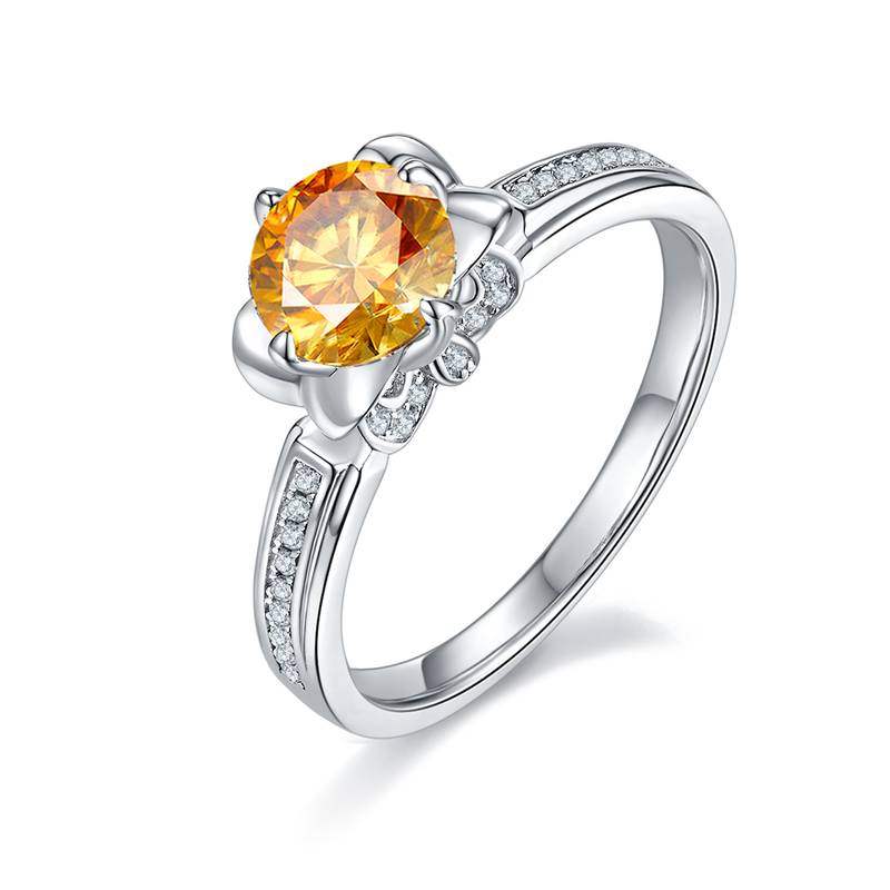 直臂唐嫣同款S925银镀白金MoissaniteWomen's Ring1ctD级