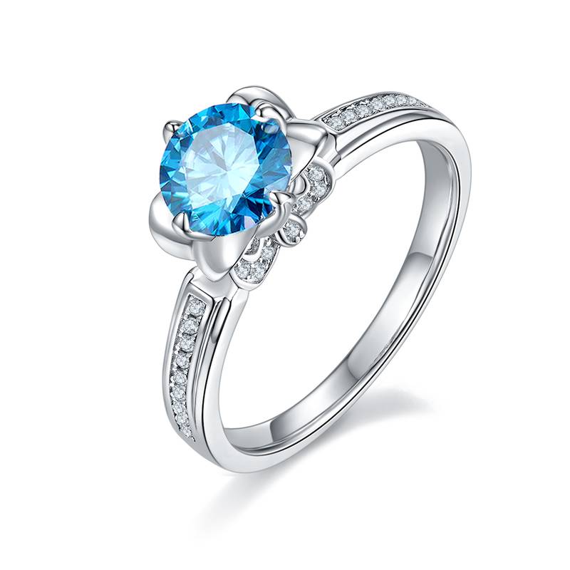 直臂唐嫣同款S925银镀白金MoissaniteWomen's Ring1ctD级
