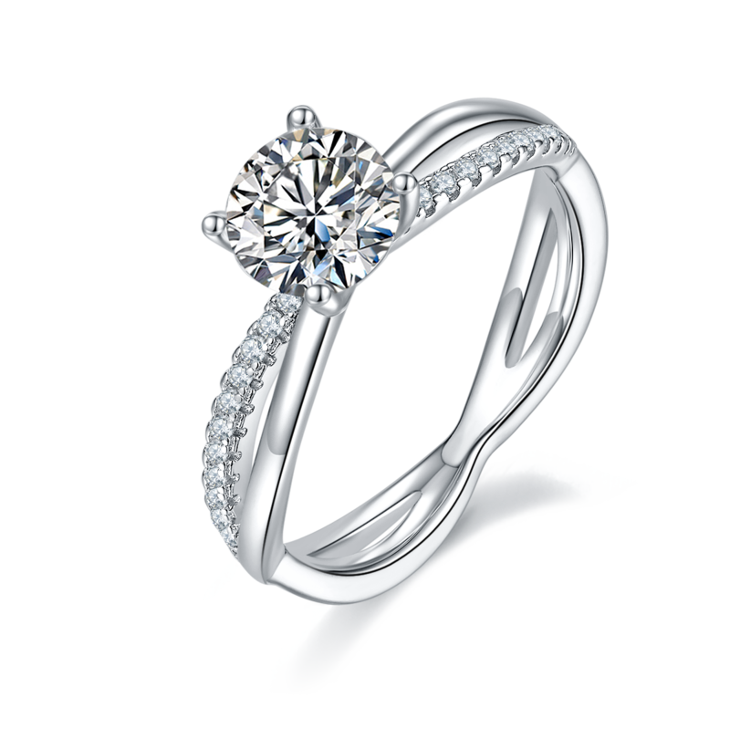 双臂刘诗诗同款S925银镀白金MoissaniteWomen's Ring1ctD级