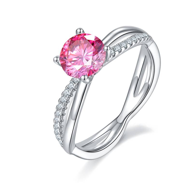 双臂刘诗诗同款S925银镀白金MoissaniteWomen's Ring1ctD级