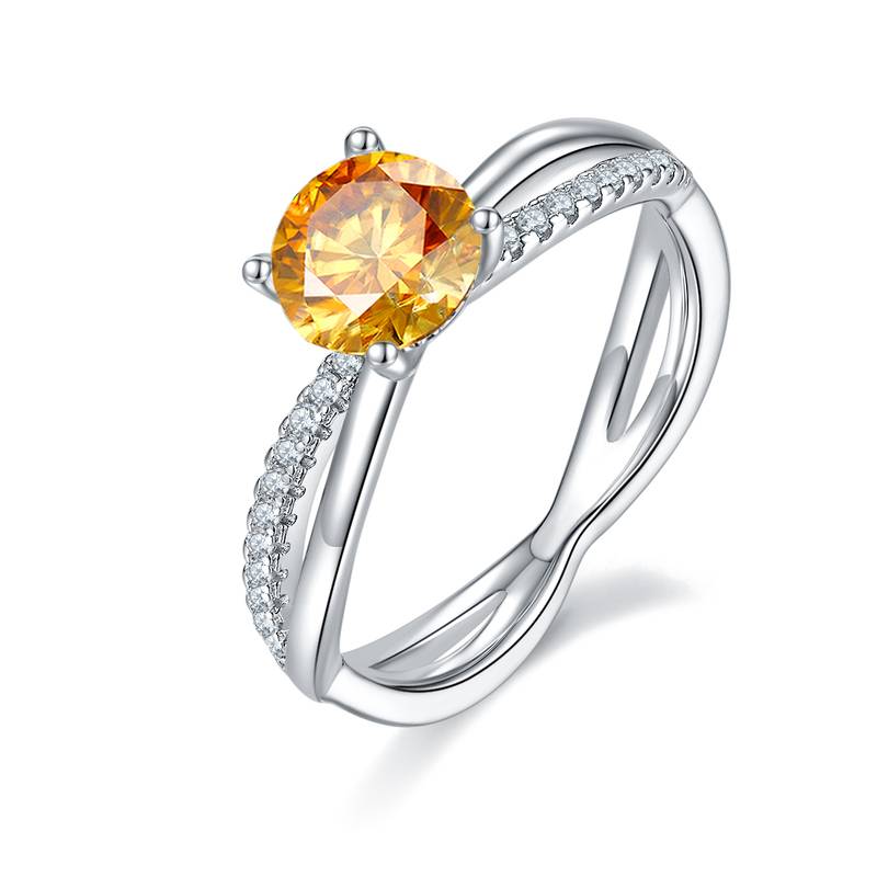 双臂刘诗诗同款S925银镀白金MoissaniteWomen's Ring1ctD级