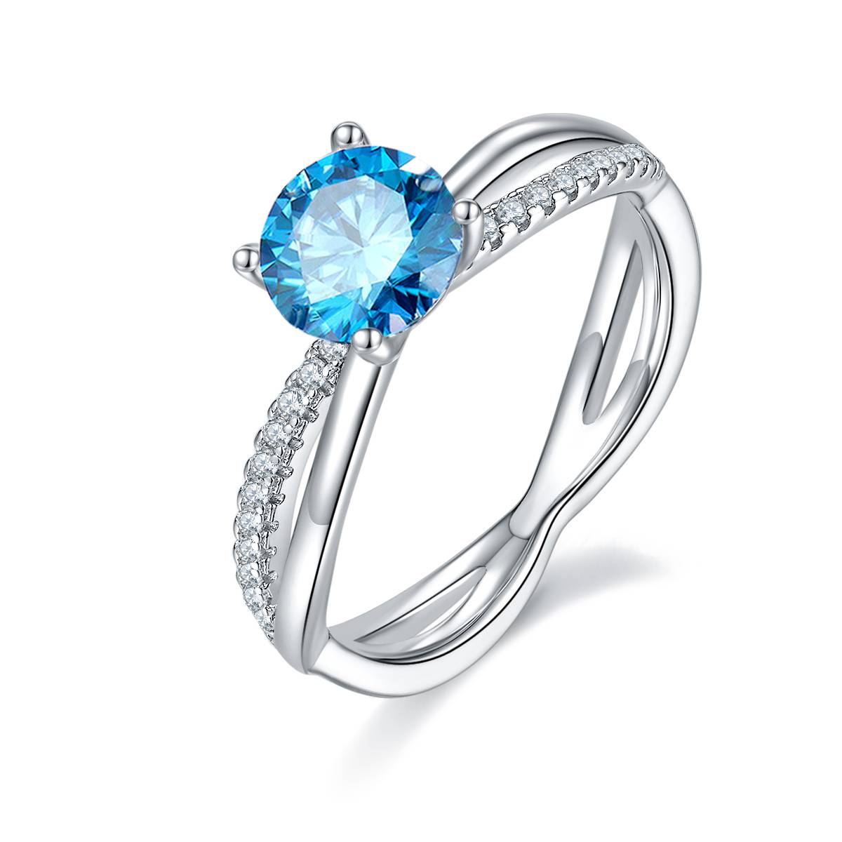 Double arm Liu Shishi S925 silver plated white gold Moissanite women's ring 1 carat D-grade