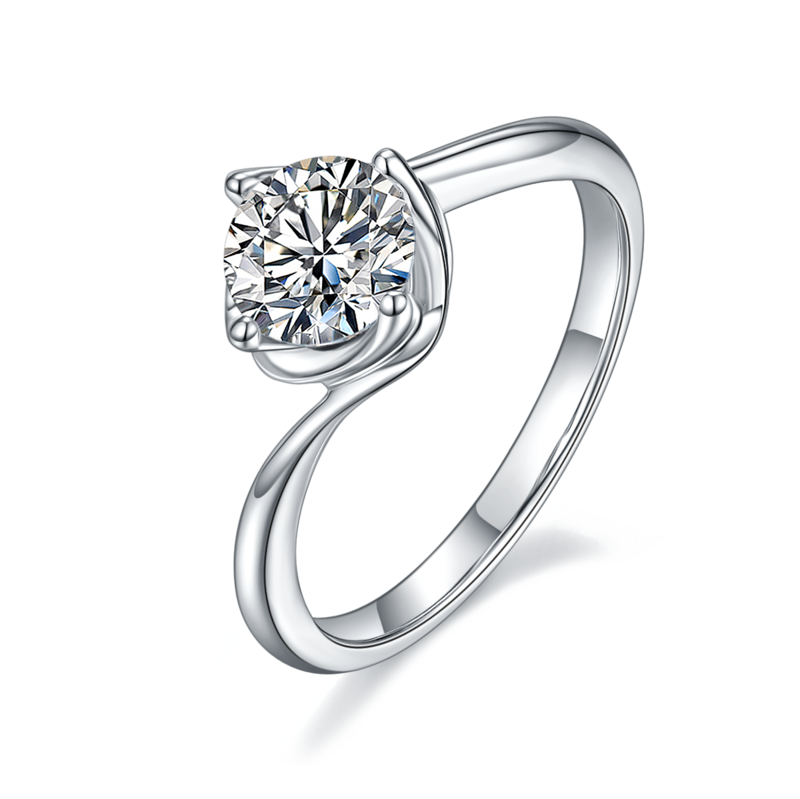 扭臂花蕾S925银镀白金MoissaniteWomen's Ring1ctD级