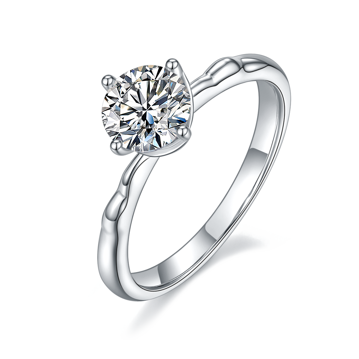 Straight arm windmill S925 silver plated platinum Moissanite women's ring 1 carat D-grade