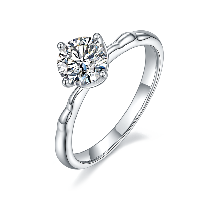 直臂小风车S925银镀白金MoissaniteWomen's Ring1ctD级