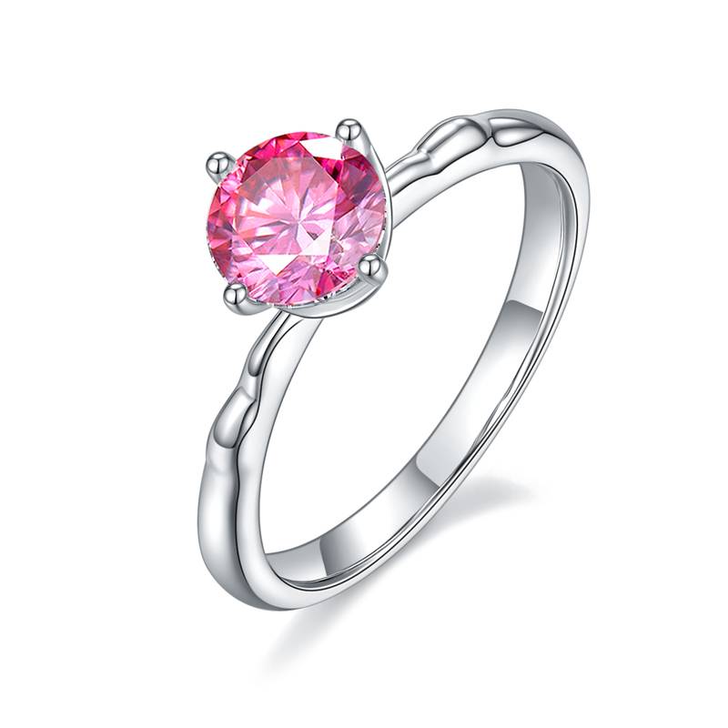 直臂小风车S925银镀白金MoissaniteWomen's Ring1ctD级