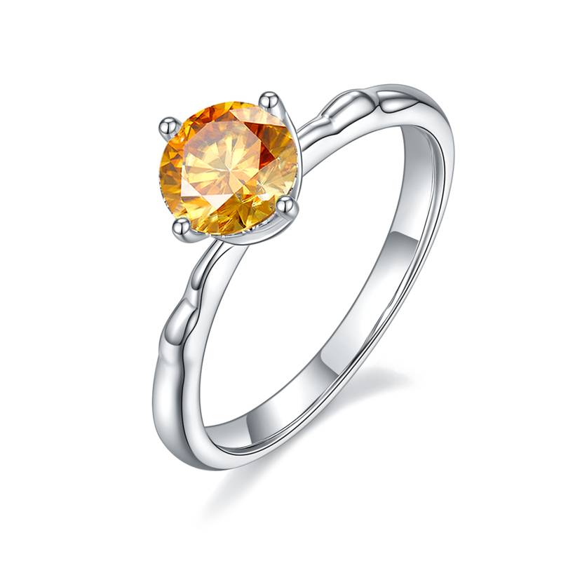 直臂小风车S925银镀白金MoissaniteWomen's Ring1ctD级