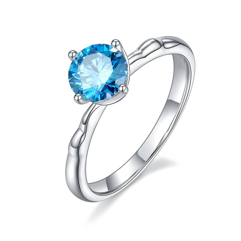 直臂小风车S925银镀白金MoissaniteWomen's Ring1ctD级
