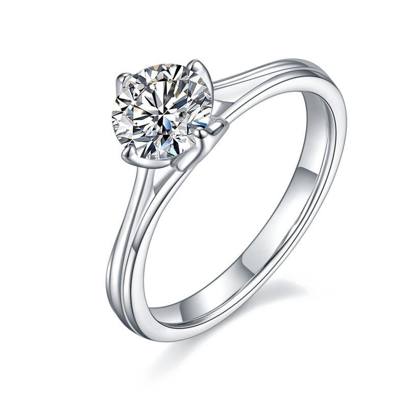 直臂莲花S925银镀白金MoissaniteWomen's Ring1ctD级