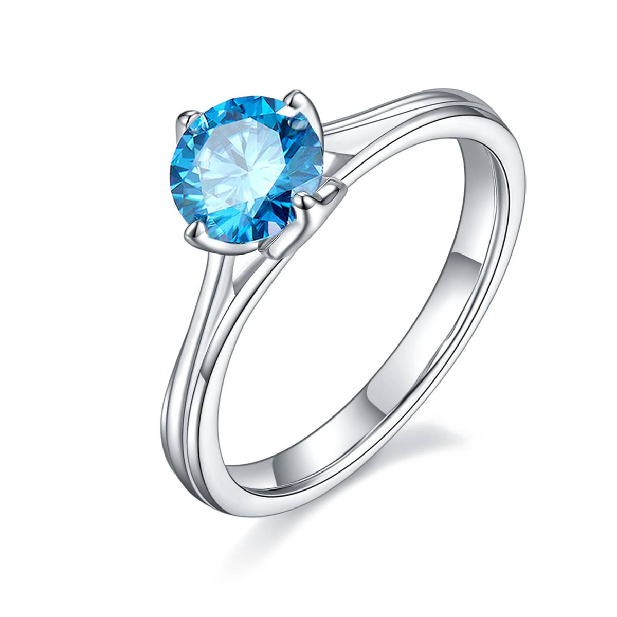 Straight arm Lotus S925 Silver Plated Platinum Moissanite Women's Ring 1 Carat D-Class