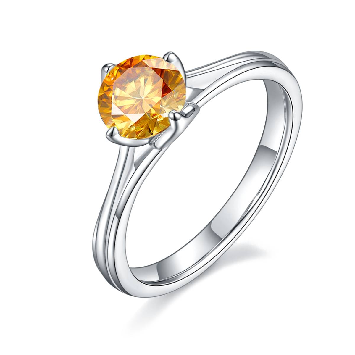 Straight arm Lotus S925 Silver Plated Platinum Moissanite Women's Ring 1 Carat D-Class