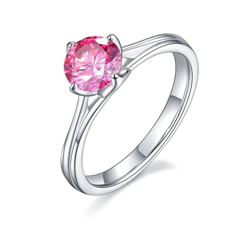 直臂莲花S925银镀白金MoissaniteWomen's Ring1ctD级