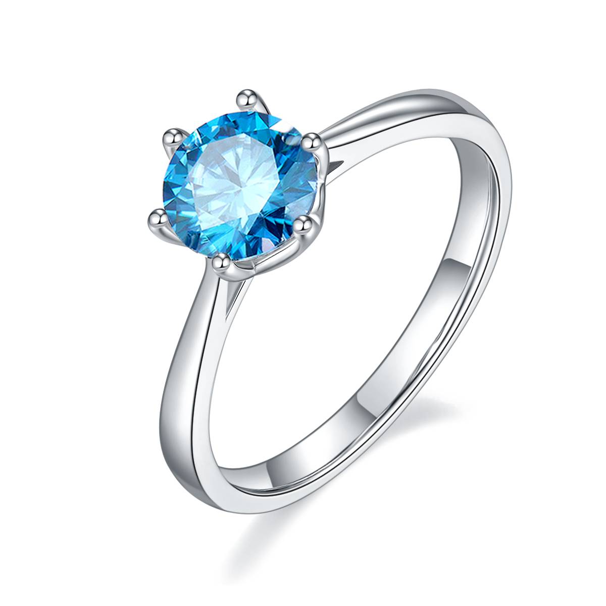 Straight arm new six claw S925 silver plated platinum Moissanite women's ring 1 carat D-grade
