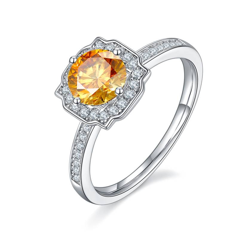 微镶海瑞S925银镀白金MoissaniteWomen's Ring1ctD级