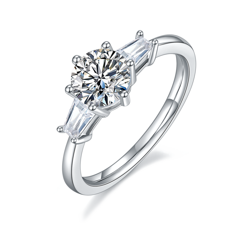 Classic宝格丽S925银镀白金MoissaniteWomen's Ring1ctD级