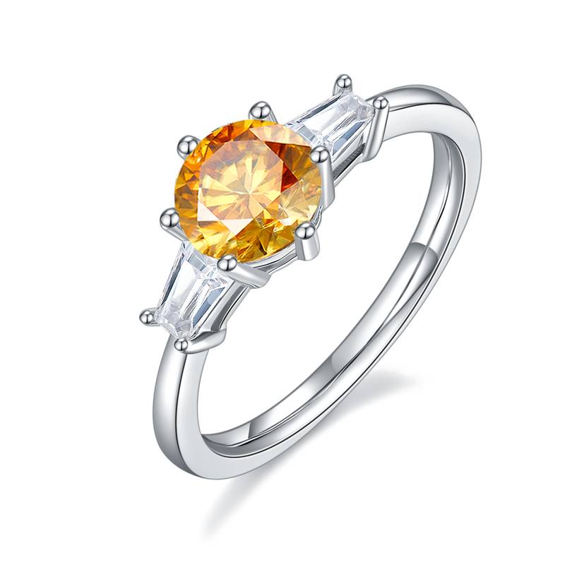 Classic宝格丽S925银镀白金MoissaniteWomen's Ring1ctD级